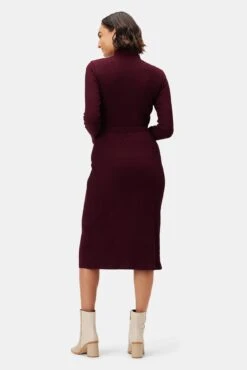 Gadot Paris Rib Skirt - Plum -NovaWear Shop 3800R1 Lux Turtleneck Plum 3