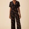 Fantasia Washable Silk Jumpsuit - Waves Caramel