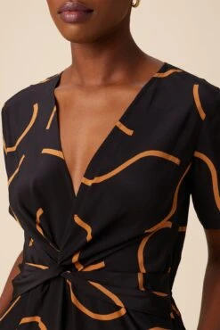 Fantasia Washable Silk Jumpsuit - Waves Caramel -NovaWear Shop 7551 Fantasia Silk Waves Caramel 4