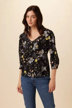 Heidi Washable Silk Blouse - French Jardin Black
