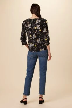 Heidi Washable Silk Blouse - French Jardin Black -NovaWear Shop 7904 Heidi French Jardin Black 3