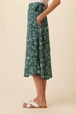 Blaze Washable Silk Wrap Skirt - Green Palm -NovaWear Shop 7965 Wrap Blaze Green Palm 2