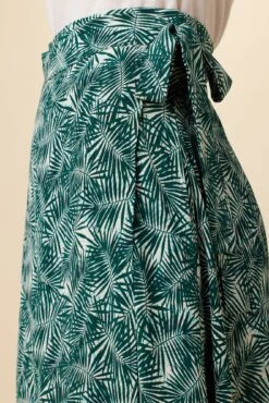 Blaze Washable Silk Wrap Skirt - Green Palm -NovaWear Shop 7965 Wrap Blaze Green Palm 5