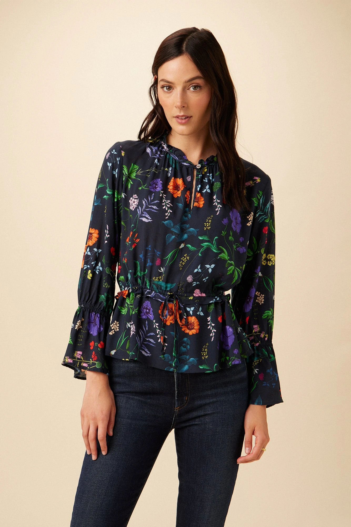 Paige Ecovero Blouse - Stella Floral Navy 1 Paige Ecovero Blouse - Stella Floral Navy