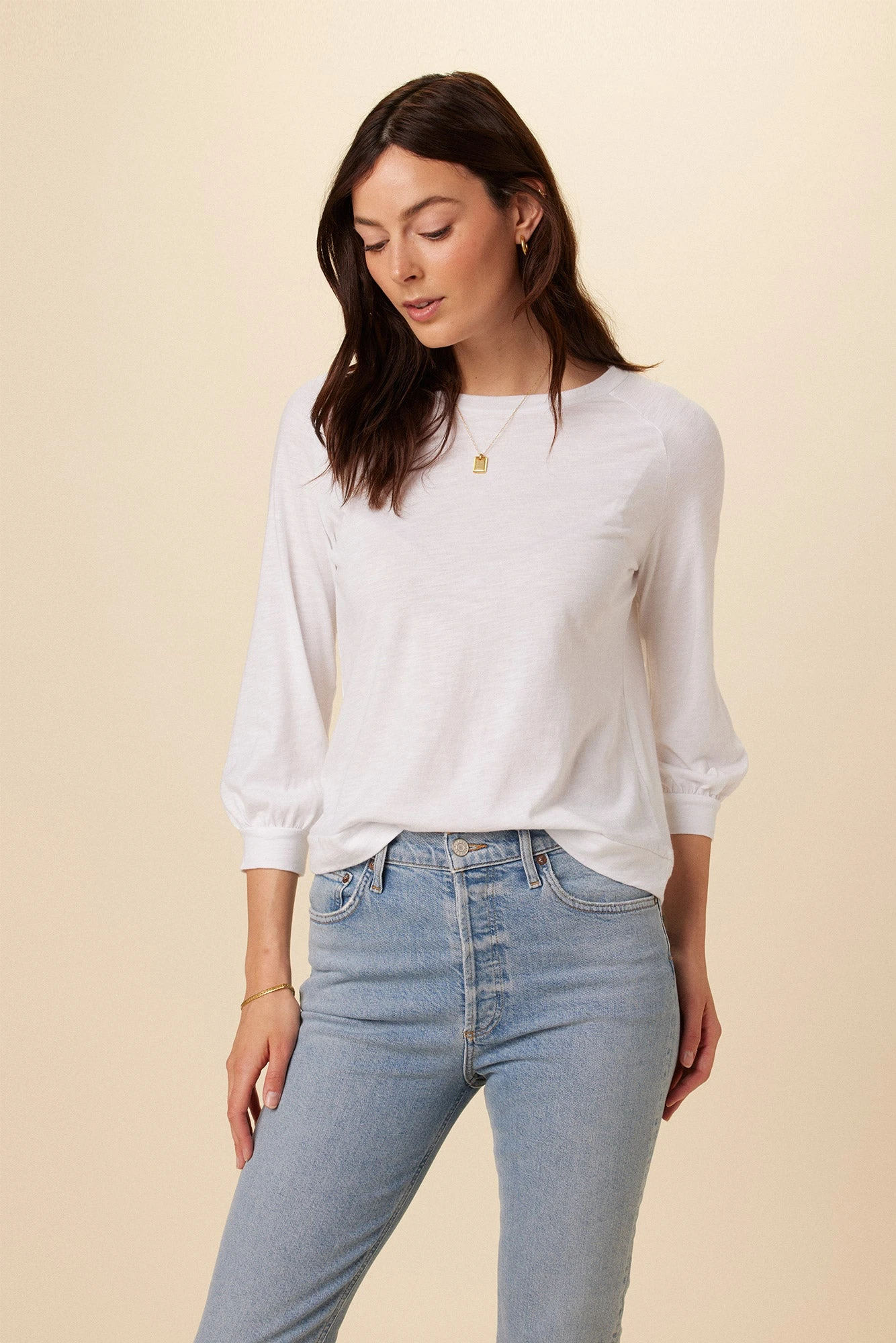 Issa Raglan Slub Tee - White Slub 1 Issa Raglan Slub Tee - White Slub