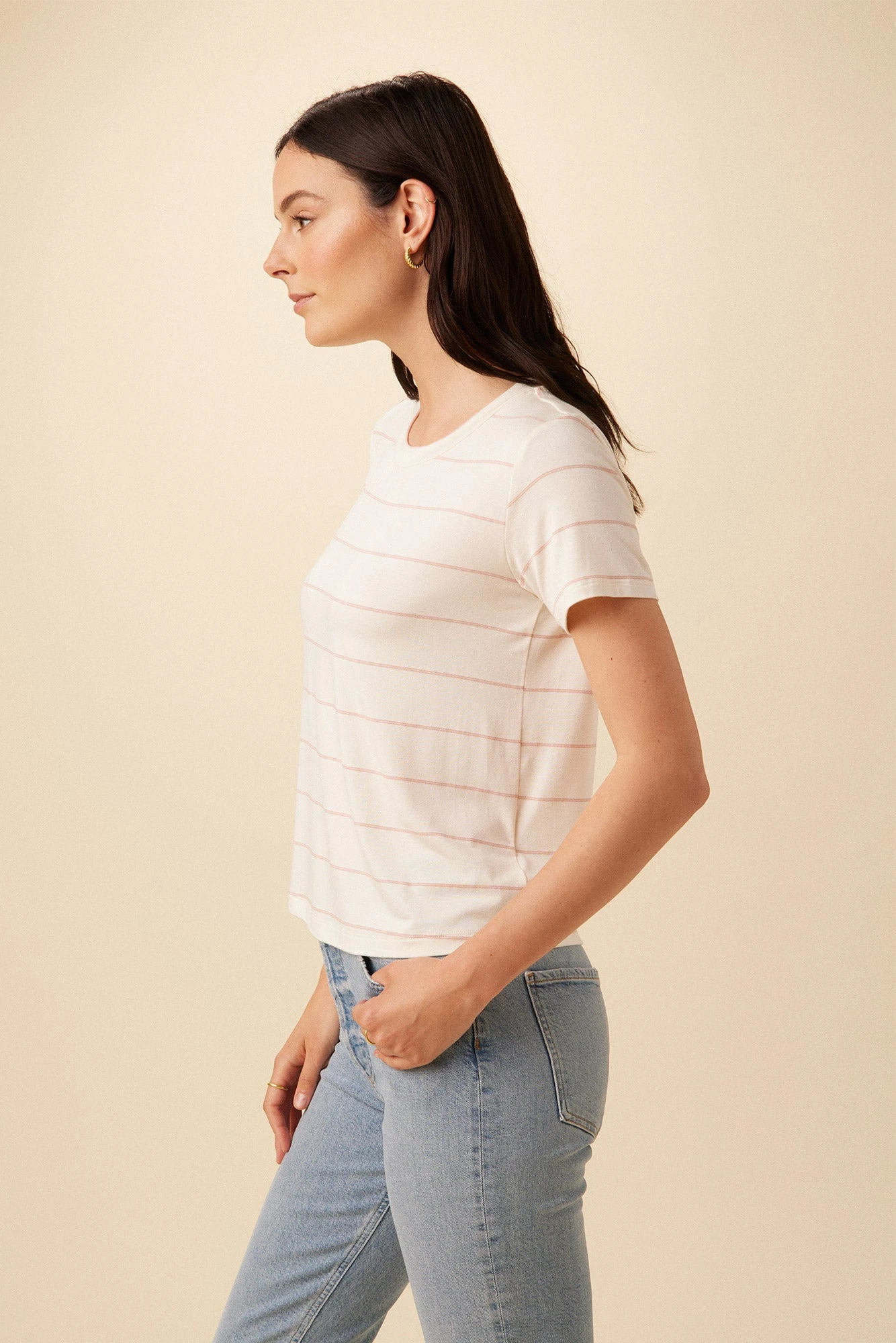 Berkeley Dream Knit Tee - Havana Stripe Rose 2 Berkeley Dream Knit Tee - Havana Stripe Rose - Image 2