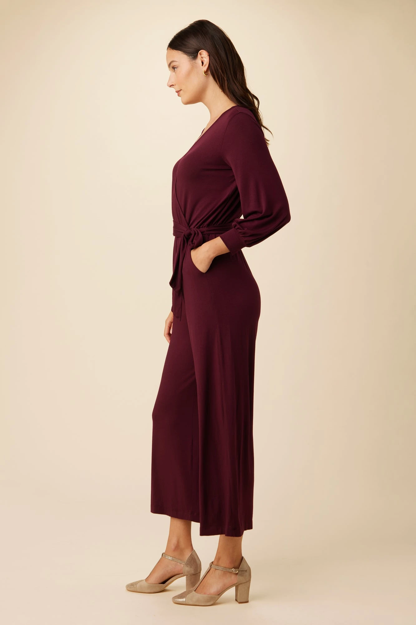 Everley Dream Knit Jumpsuit - Plum 2 Everley Dream Knit Jumpsuit - Plum - Image 2