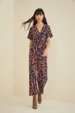 Fantasia Silk Jumpsuit -NovaWear Shop 9669 Fantasia Matisse Rust 1418 web