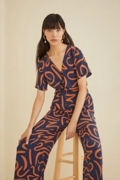 Fantasia Silk Jumpsuit -NovaWear Shop 9669 Fantasia Matisse Rust 1461 web