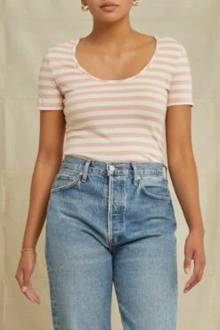 Cara Reverie Knit Tee - Rose And Ivory