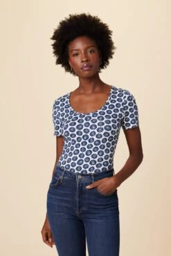 Cara Reverie Knit Tee - Calico Navy