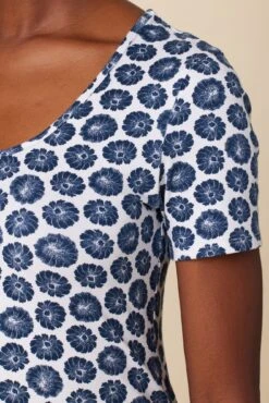 Cara Reverie Knit Tee - Calico Navy -NovaWear Shop 9818R1 SS Cara Calico Navy 4