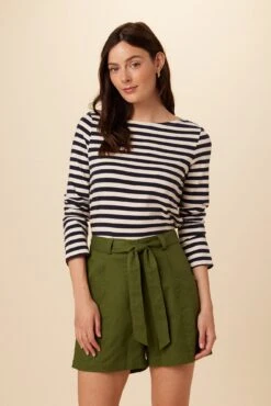 Cecelia Long Sleeve Reverie Knit Tee - Navy And Ivory