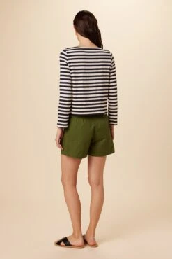 Cecelia Long Sleeve Reverie Knit Tee - Navy And Ivory -NovaWear Shop 9819 Cecelia Navy Ivory Stripe 3