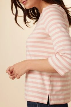 Cecelia Reverie Knit Tee - Rose And Ivory -NovaWear Shop 9819 Cecelia Rose Ivory Stripe 4