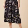 Blaze Washable Silk Skirt - French Jardin Black