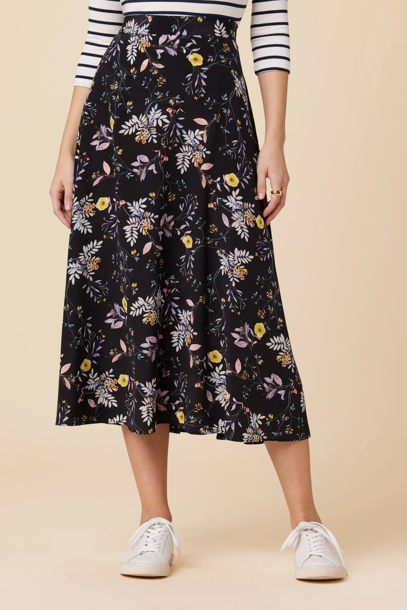 Blaze Washable Silk Skirt - French Jardin Black 1 Blaze Washable Silk Skirt - French Jardin Black