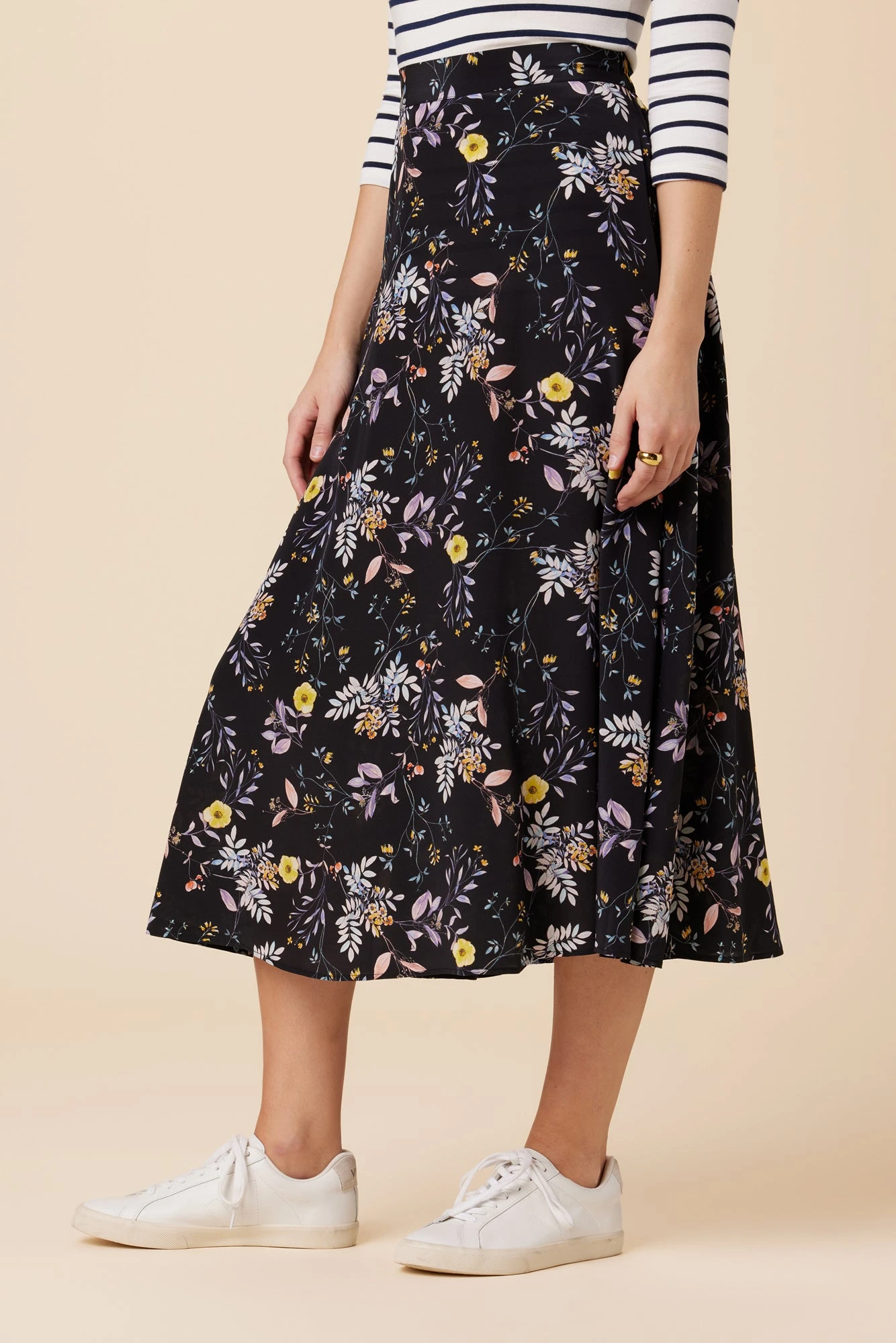 Blaze Washable Silk Skirt - French Jardin Black 3 Blaze Washable Silk Skirt - French Jardin Black - Image 3
