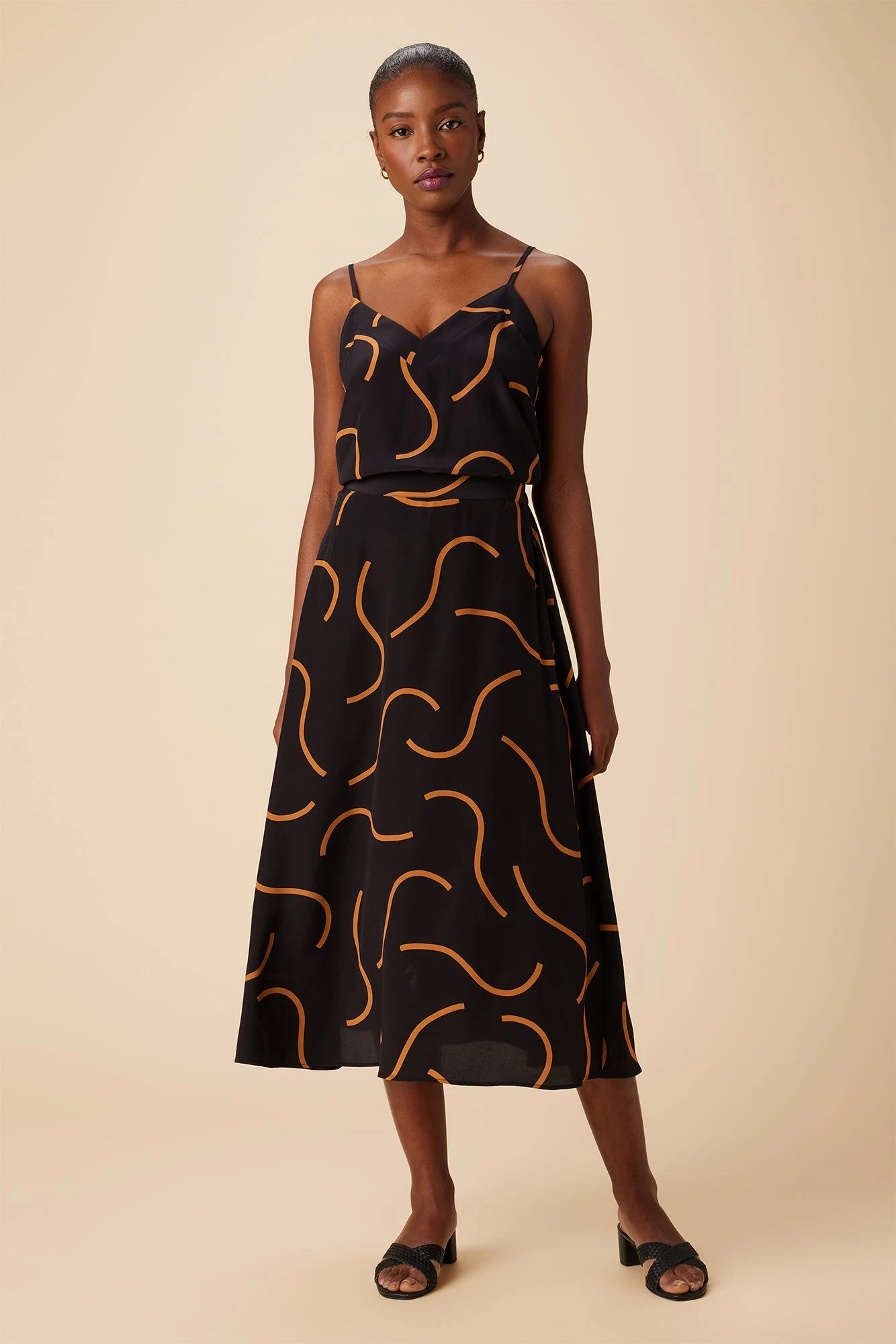 Blaze Washable Silk Skirt - Waves Caramel 2 Blaze Washable Silk Skirt - Waves Caramel - Image 2