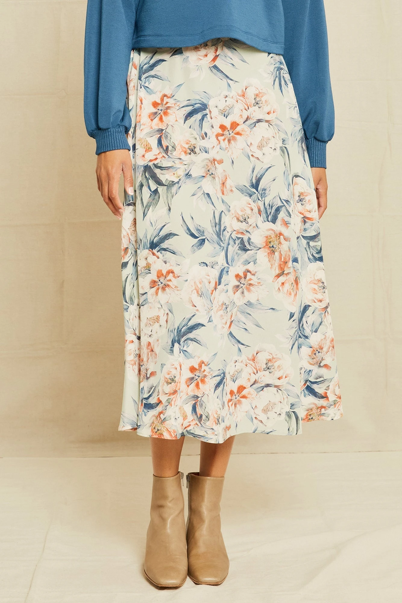 Blaze Washable Silk Skirt - Paulette Floral 1 Blaze Washable Silk Skirt - Paulette Floral