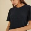 Odilia Scallop Knit Tee - Navy Black
