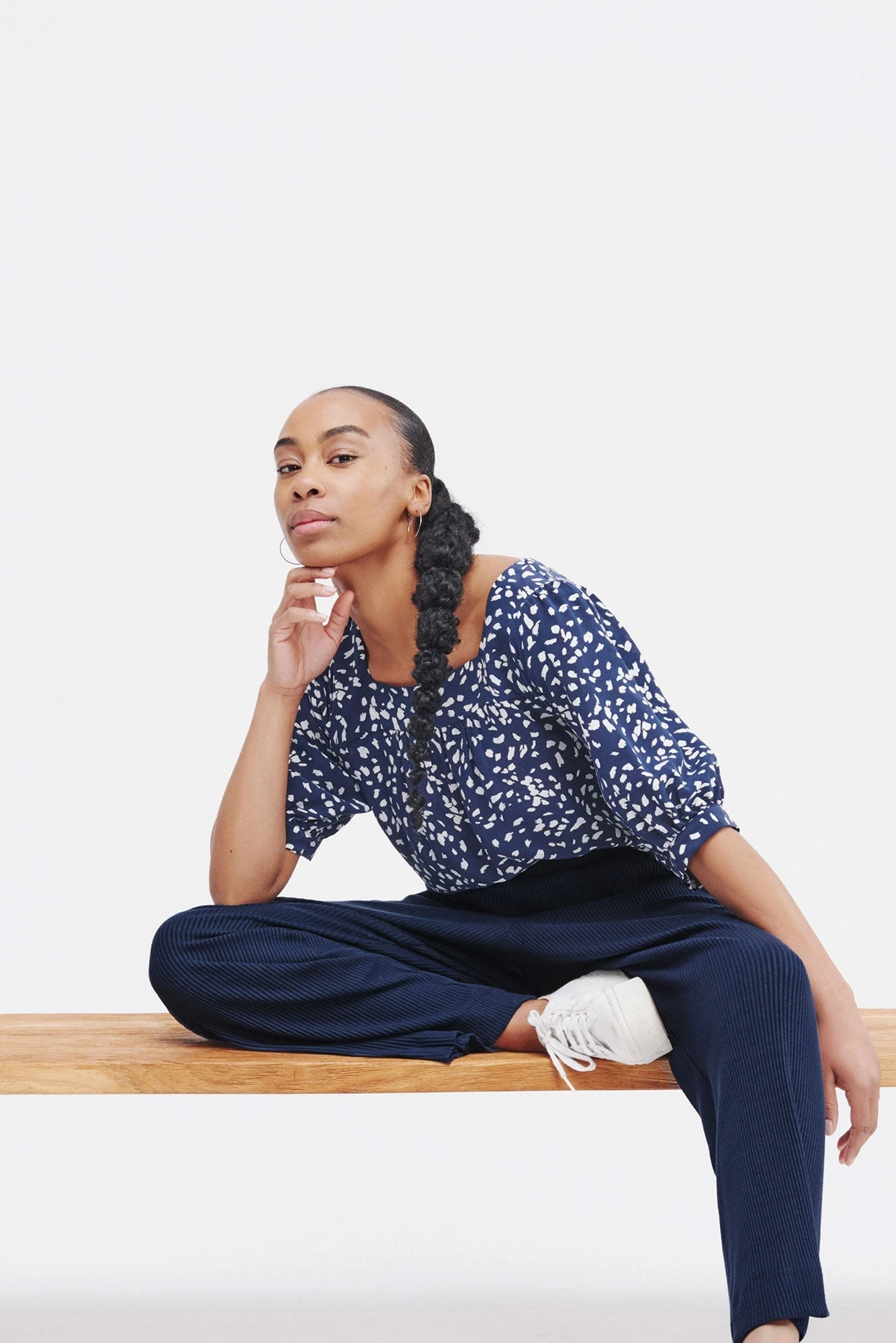 Edith Washable Silk Blouse - Lucy Dot Navy 1 Edith Washable Silk Blouse - Lucy Dot Navy